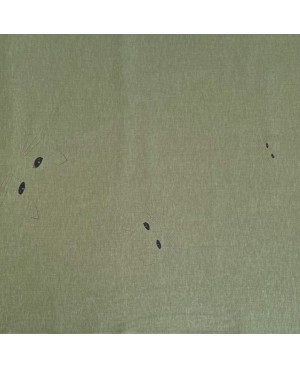 Teste di gatto in cotone kaki serigrafato Takumi