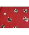 Algodón serigrafiado Takumi con motivos japoneses en rojo