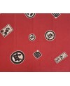 Algodón serigrafiado Takumi con motivos japoneses en rojo