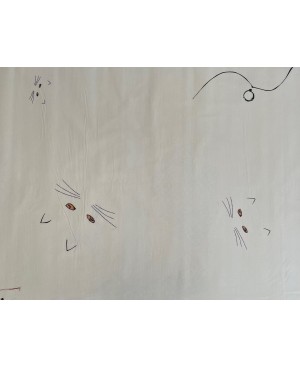 Takumi screen-printed cotton cat heads white