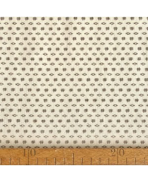 Takumi screen-printed cotton, small ecru motifs