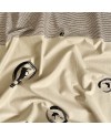 Coton sérigraphié Takumi motifs pois et chats beige