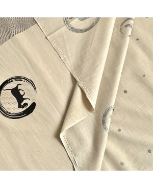 Coton sérigraphié Takumi motifs pois et chats beige