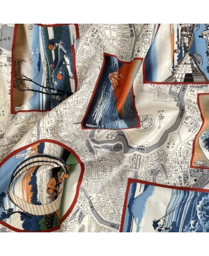 Twelve views of Fuji San - Dark white fabric panel
