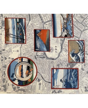 Twelve views of Fuji San - Dark white fabric panel