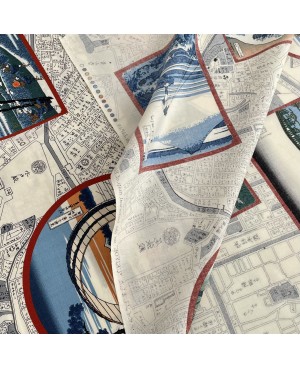 Twelve views of Fuji San - Dark white fabric panel