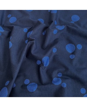 Cotone serigrafato Takumi con grandi pois blu