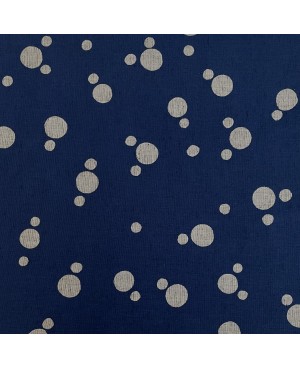 Coton sérigraphié Takumi motifs gros pois bleu/gris