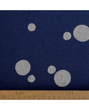 Coton sérigraphié Takumi motifs gros pois bleu/gris