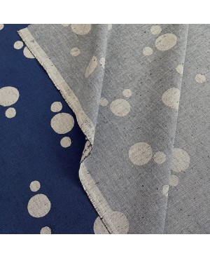 Coton sérigraphié Takumi motifs gros pois bleu/gris