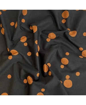 Takumi siebgedruckte Baumwolle mit großen Punkten in schwarz/orange