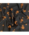 Takumi siebgedruckte Baumwolle mit großen Punkten in schwarz/orange