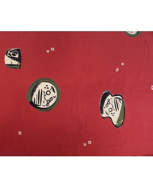 Takumi screen-printed cotton abstract shapes red/green