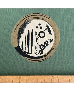Coton sérigraphié Takumi formes abstraites vert