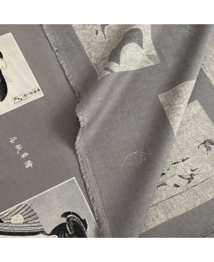 Takumi Ukiyo-E Siebdruck-Baumwollpanel von Tsutaya Jūzaburō mit grauem Hintergrund