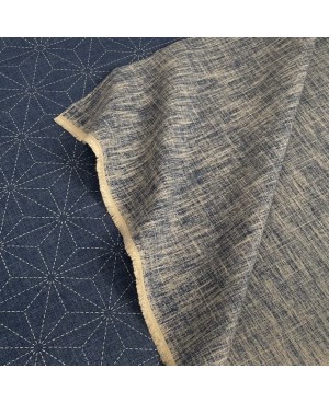 Asanoha pre-printed sashiko fabric on blue-grey denim-look background