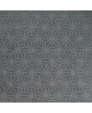 Vorgedruckter Sashiko-Stoff Asanoha auf Hintergrund in Denim-Optik blaugrau
