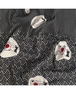 Takumi Maneki-Neko in cotone serigrafato Nero
