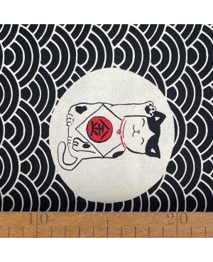 Takumi Maneki-Neko screen-printed cotton Black