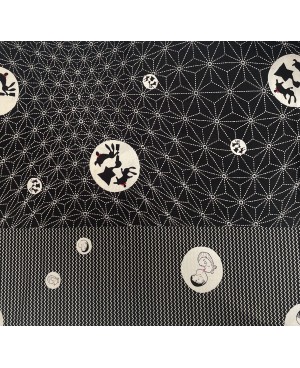 Takumi Maneki-Neko screen-printed cotton Black