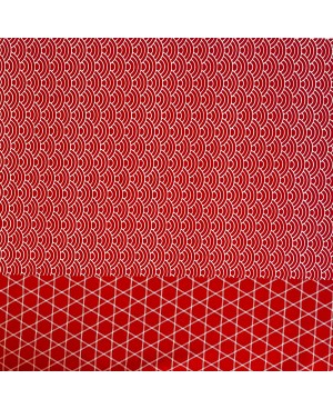 Takumi Asanoha and Seigaiha screen-printed cotton, red
