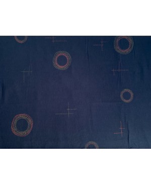 Algodón serigrafiado Takumi con puntos circulares azules