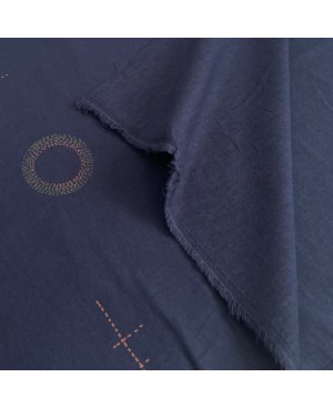 Algodón serigrafiado Takumi con puntos circulares azules