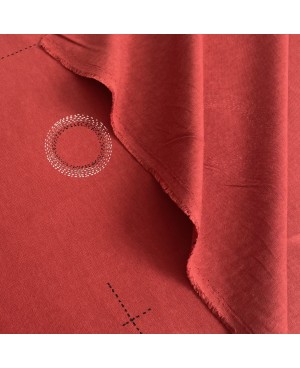 Takumi screen-printed cotton with red circle dots