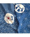 Takumi Maneki-Neko Serigrafía de algodón azul