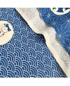 Baumwolle Siebdruck Takumi Maneki-Neko Blau