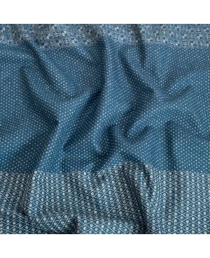 Coton sérigraphié Takumi motif kasuri bleu 2