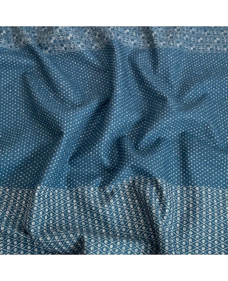 Coton sérigraphié Takumi motif kasuri bleu 2 Coton sérigraphié Takumi motif kasuri bleu 2