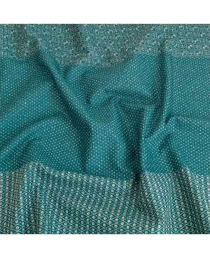 Takumi screen-printed cotton kasuri pattern turquoise blue 2