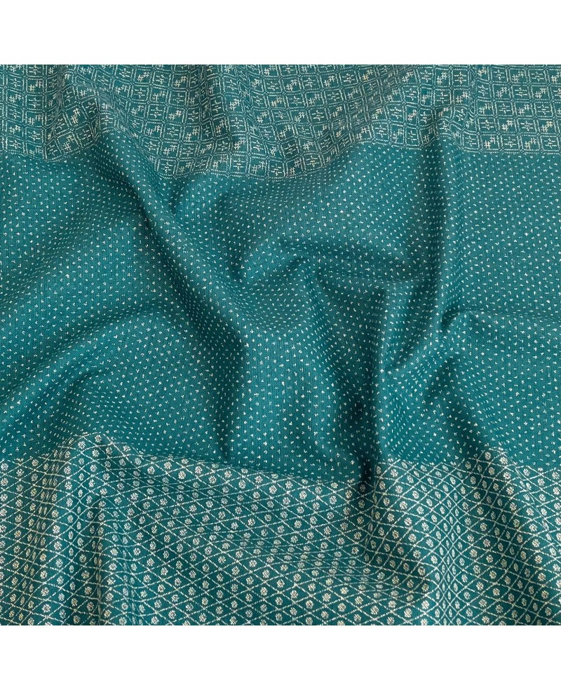 Coton sérigraphié Takumi motif kasuri bleu turquoise 2 Coton sérigraphié Takumi motif kasuri bleu turquoise 2