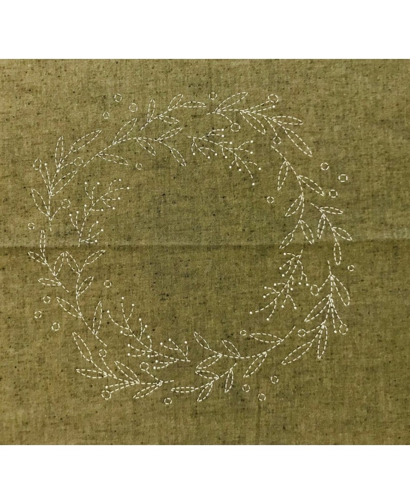 Pre-stencilled Sashiko Wreath Panel Pre-stencilled Sashiko Wreath Panel
